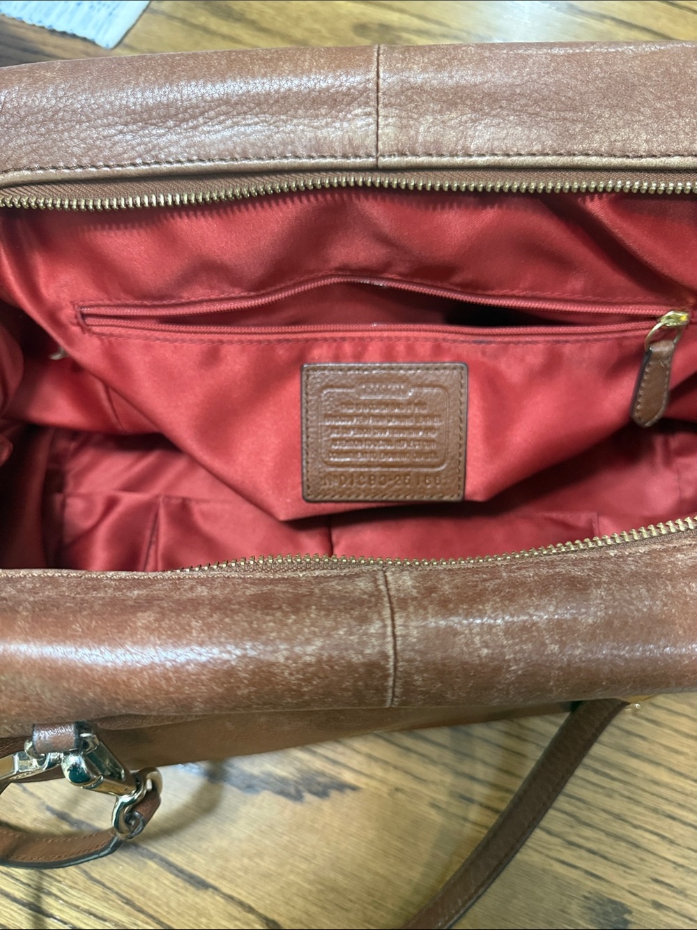 Coach Brown Leather Shoulder Bag with Gold Hardware - Picture 3 of 6